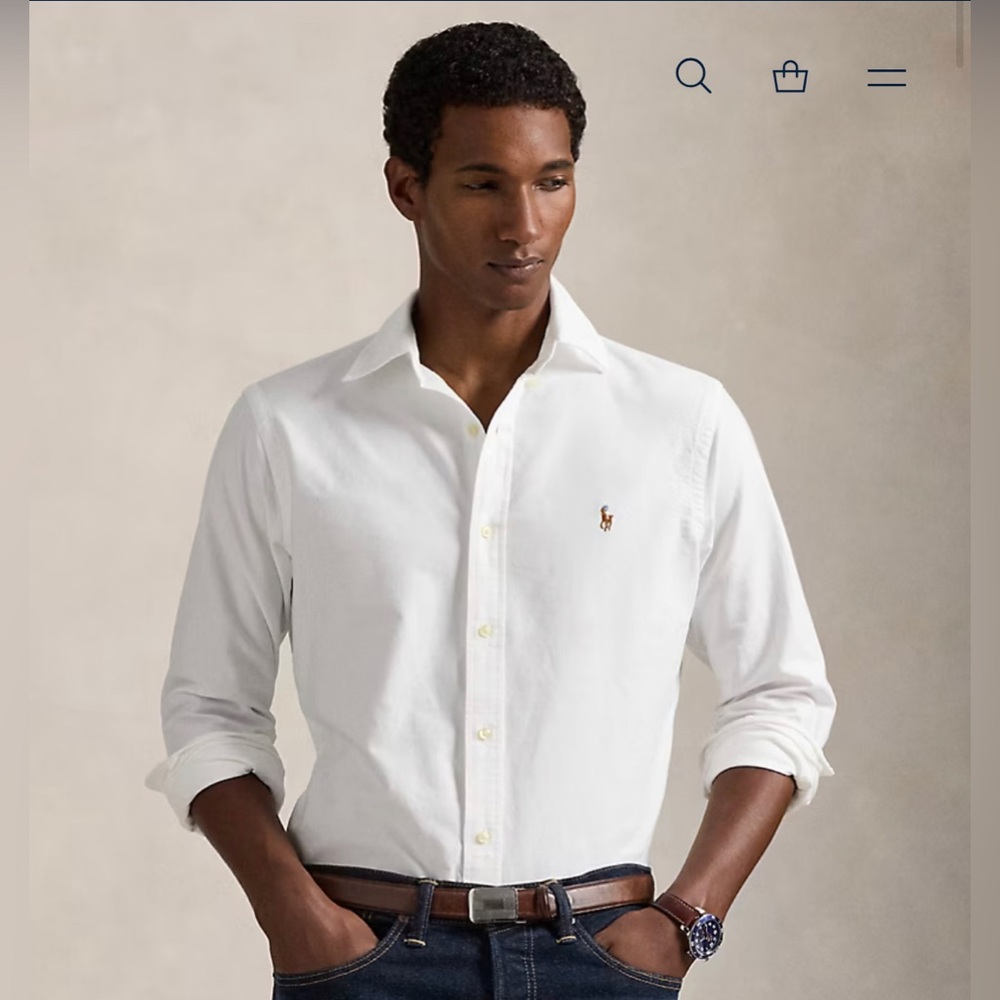 Ralph Lauren Mens White Button Down Shirt The Iconic Oxford Shirt - XL